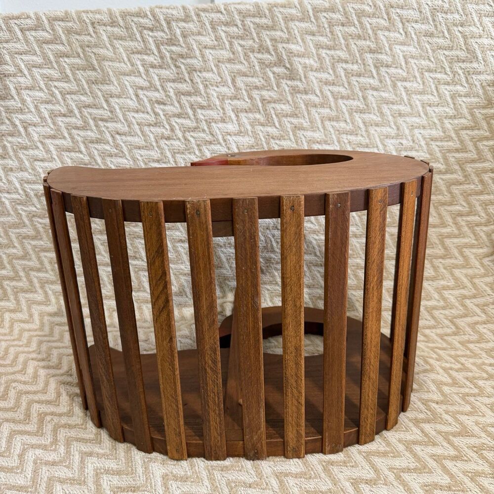 Vintage Wooden Goose Slatted Magazine Holder Basket - Picture 6 of 7